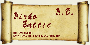 Mirko Baltić vizit kartica